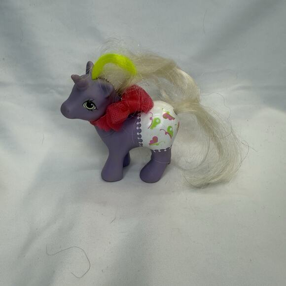 My Little Pony Hasbro MLP G1 1984 Fancy Pants Baby Glider Diaper Purple With Bow - Picture 1 of 3